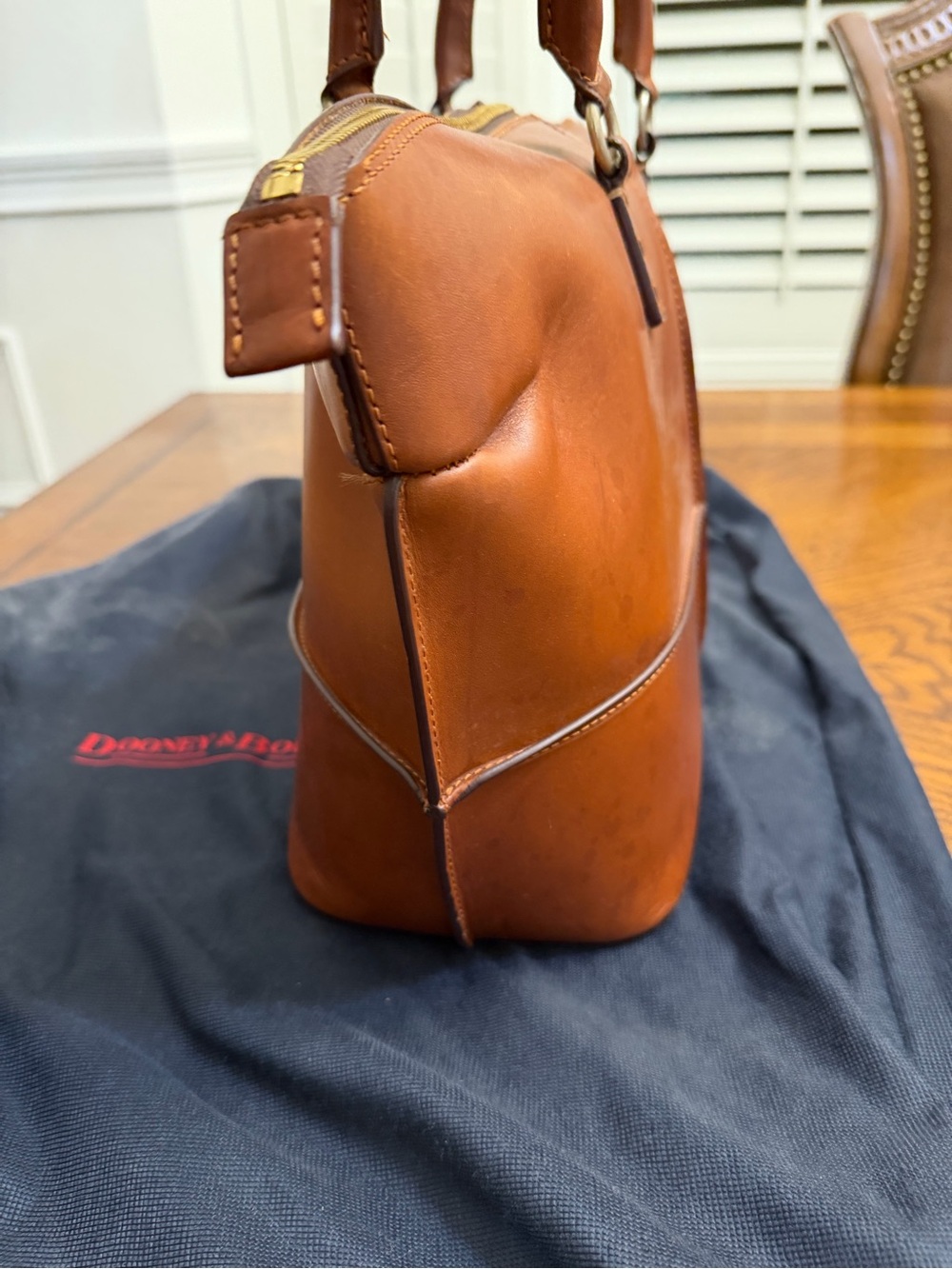 Dooney & Bourke Tan Brown Leather Shoulder Tote - Picture 6 of 10